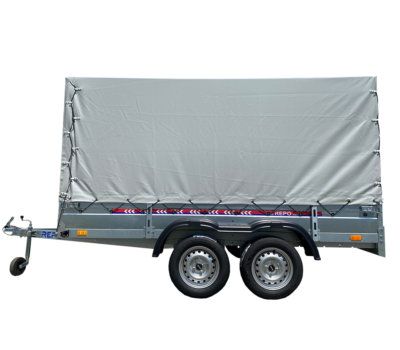 Remorca REPO QED 3100x1600x1500 mm cu prelată dublu ax 750 kg